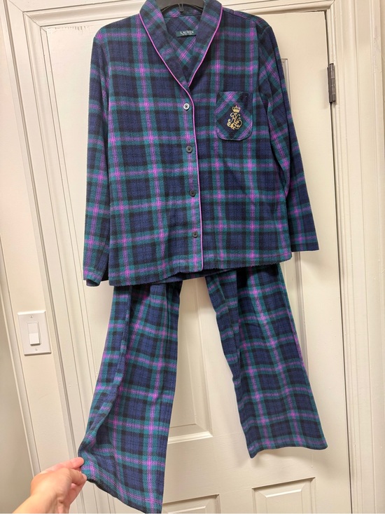 Lauren Ralph Lauren Other - Ralph Lauren Purple Teal Pink Plaid Fleece Pajama Set Size M